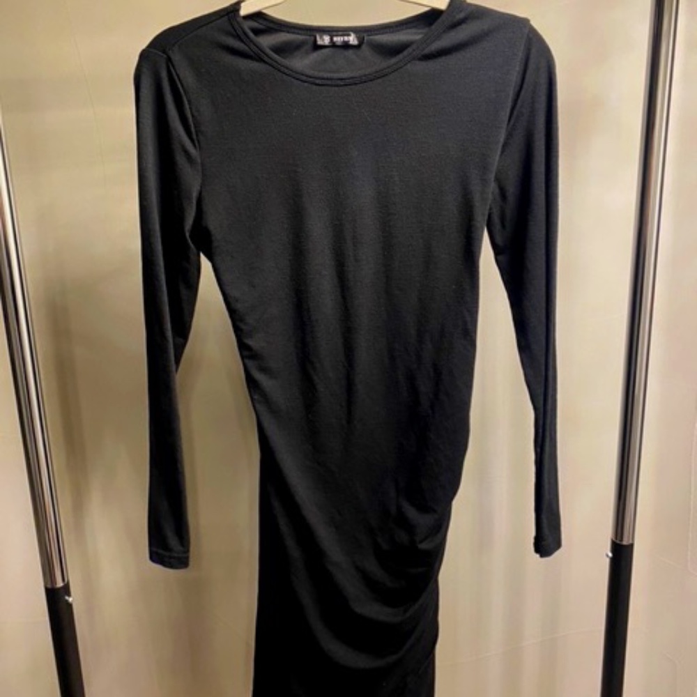 Black Long Sleeve Cotton Dress